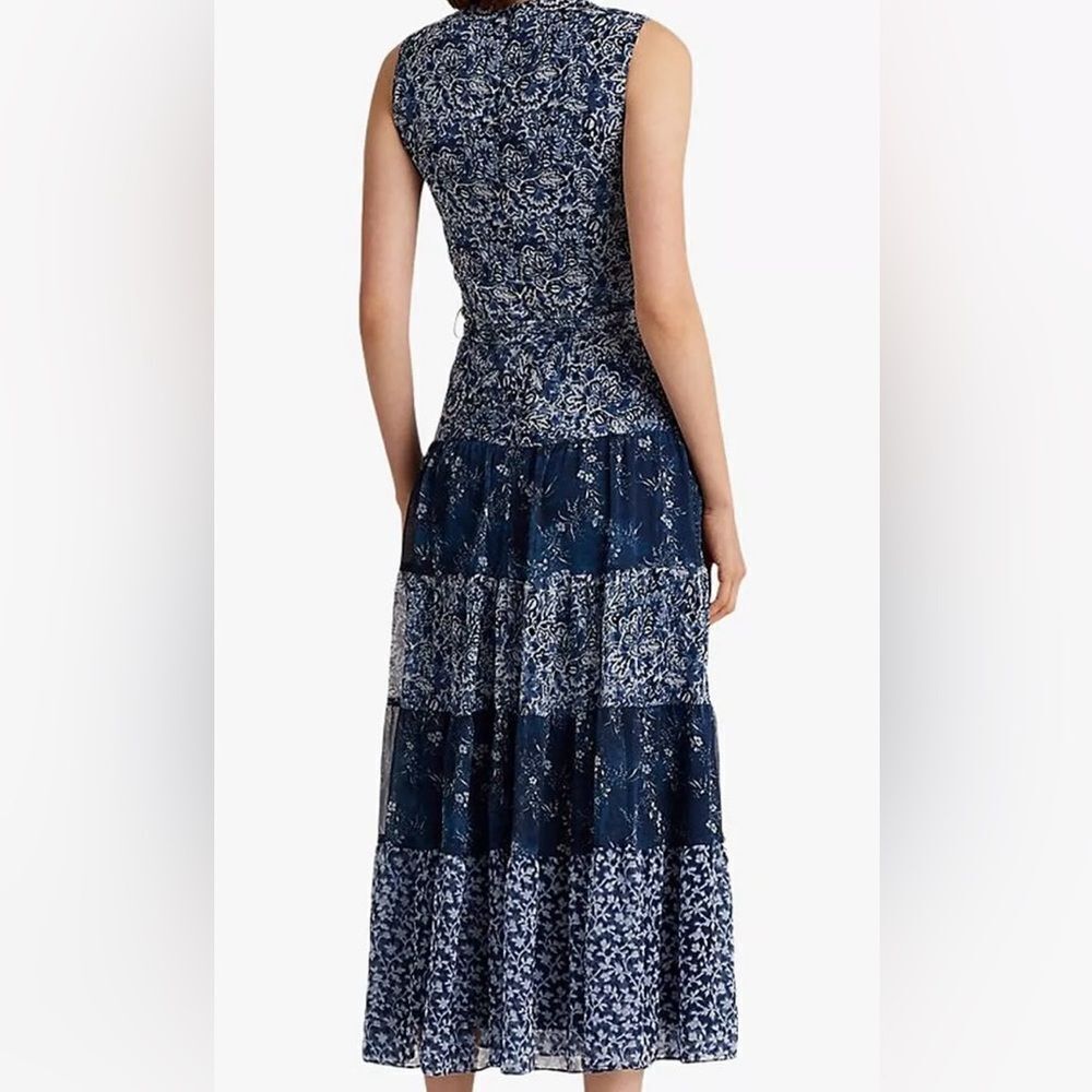 Plus size women’s Lauren Ralph Lauren Adnan Floral Maxi Dress Blue 18 tiered - Picture 11 of 14